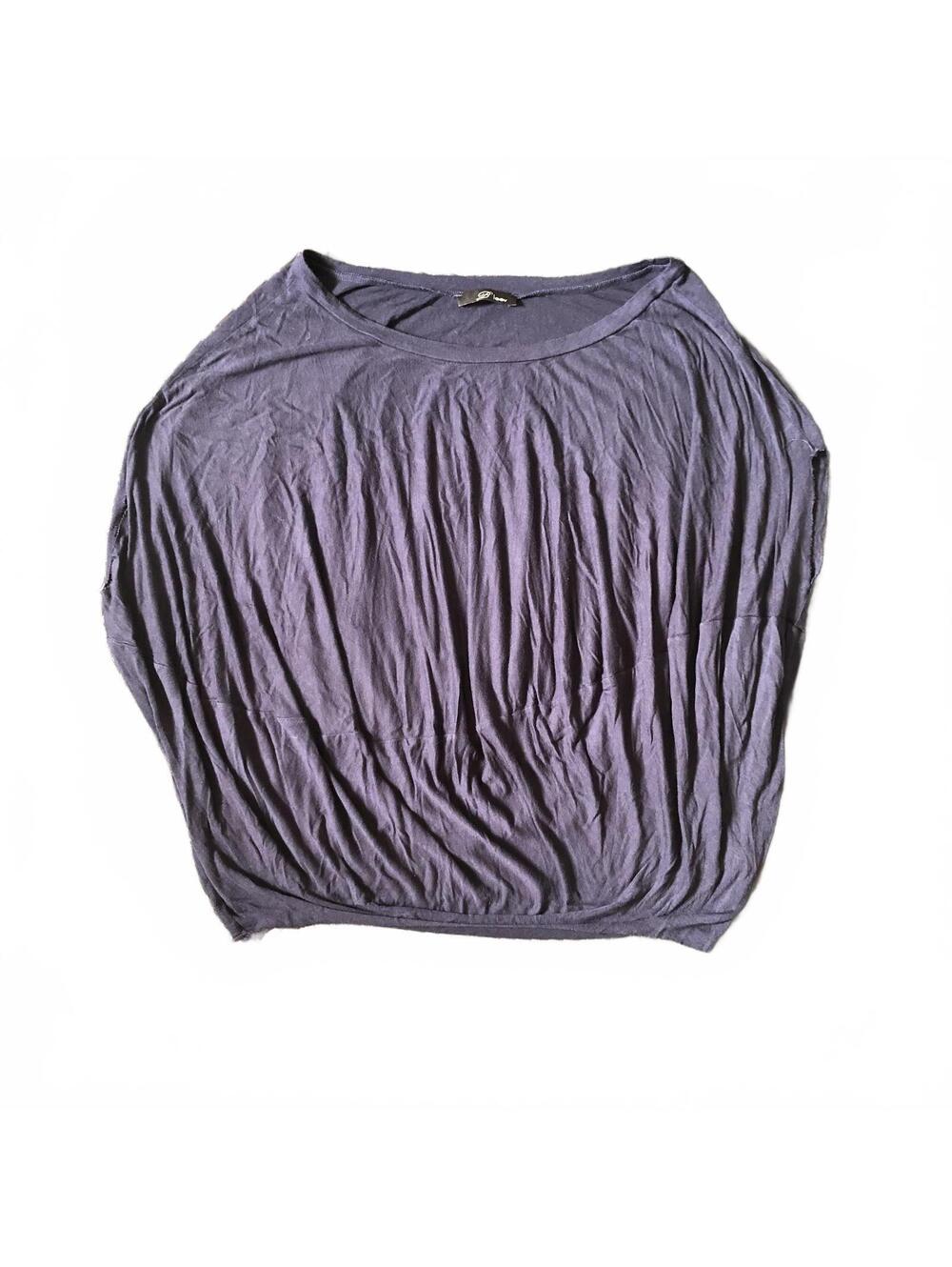B'leev Navy Rayon Spandex Women's Top Size Small